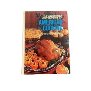 Vintage Cookbook Illustrated Encyclopedia American Cooking Kitchen Decor Book